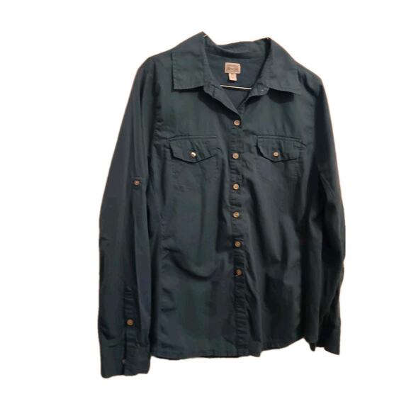 Converse One Star Blouse, Women's Sz XL, Blue, Pockets Ribbed, Long Sleeve EUC - Picture 3 of 5